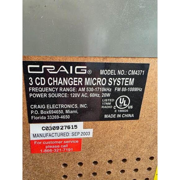 Craig CM4371 AM/FM Stereo Cassette Player 3 CD Changer Read - tested! Works! - Picture 14 of 16